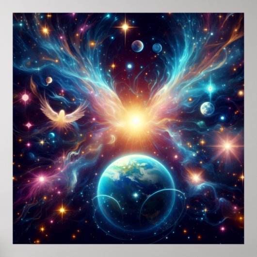 Poster L'espace extra-atmosphérique sur un mur 24x24 vive (Devant)