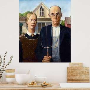 Poster L'Esprit Agricole, Grant Wood American Gothic