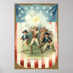 Poster L'esprit du drapeau des États-Unis de 76 batteurs