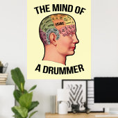 Poster L'esprit d'un batteur de tambour Diagramme du cerv (Bureau à domicile)