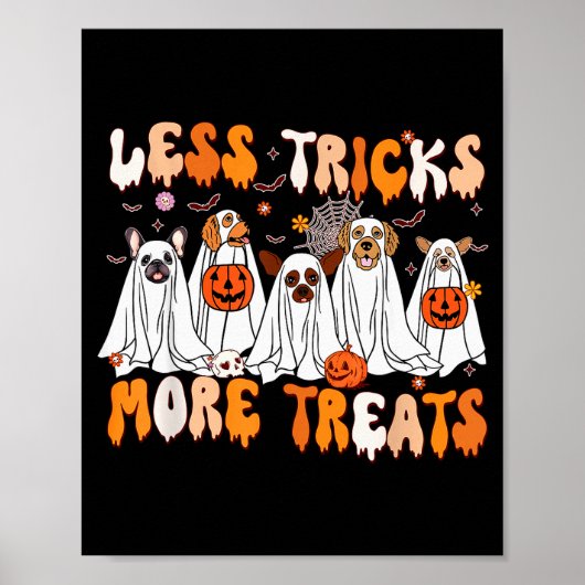 Poster Less Tricks More Treats Soky Ghost Dogs Vet Tech (Devant)