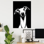 Poster L'esthétique Pop Art du Lévrier Italien Blanc & No (Bureau à domicile)