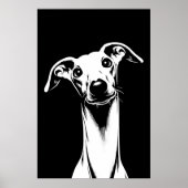 Poster L'esthétique Pop Art du Lévrier Italien Blanc & No (Devant)