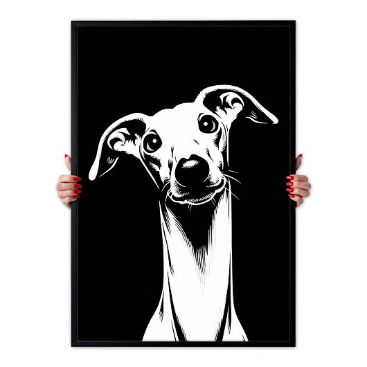 Poster L'esthétique Pop Art du Lévrier Italien Blanc & No