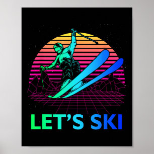 Poster Let Is Ski Colorful Vintage 90s 80s Ski hiver