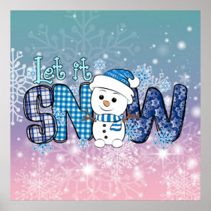 Poster Let It Snow Snowflakes