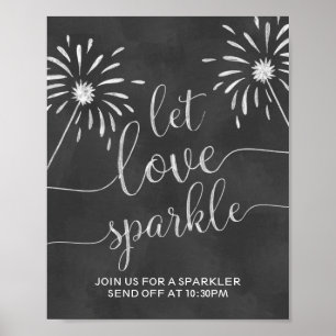 Poster Let Love Sparkle Send Off Chalkboard Mariage Signe