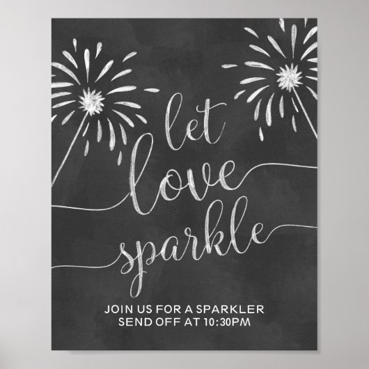 Poster Let Love Sparkle Send Off Chalkboard Mariage Signe (Devant)