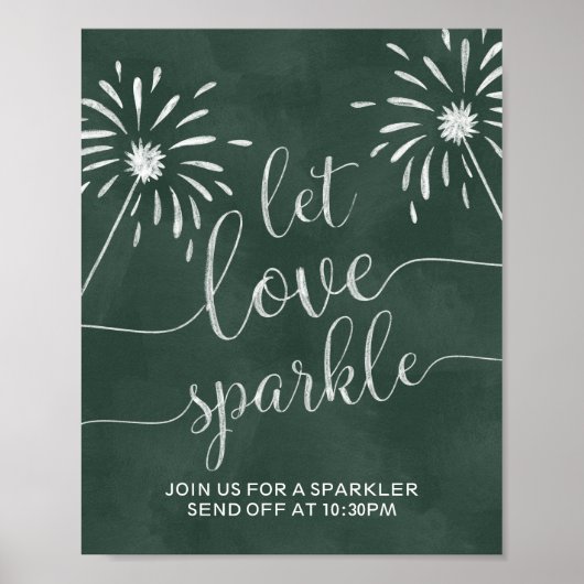Poster Let Love Sparkle Send Off Chalkboard Mariage Signe (Devant)