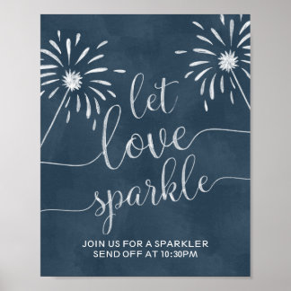 Poster Let Love Sparkle Send Off Chalkboard Mariage Signe