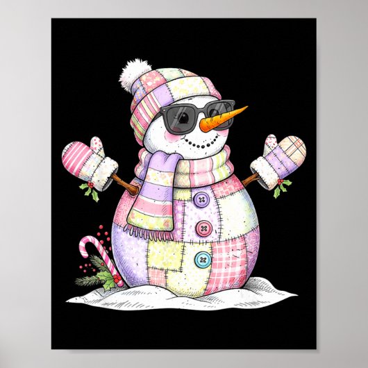 Poster Let’s Chill Snowman Christmas Coffee Cute Holiday  (Devant)