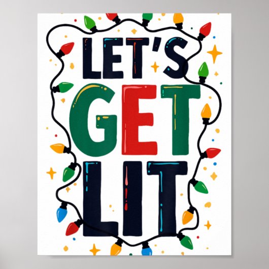 Poster Let S Get Lit Christmas Tree Lights Funny Xmas Par (Devant)
