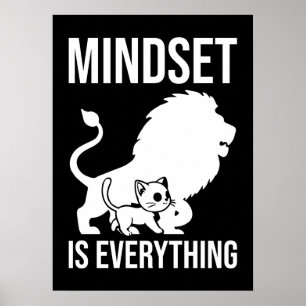 Poster L'état d'esprit est tout - Chat Lion Motivational