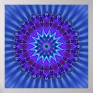 Poster L'étoile Mandala en bleu fleur royale