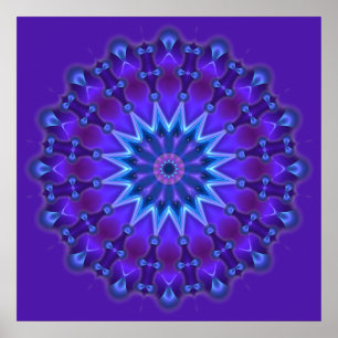 Poster L'étoile Mandala en bleu   violet