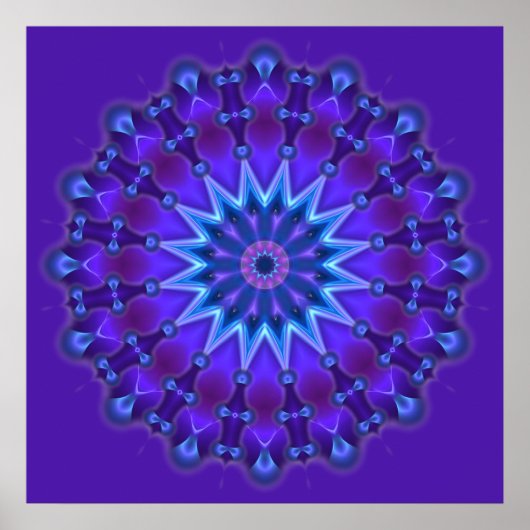 Poster L'étoile Mandala en bleu | violet (Devant)