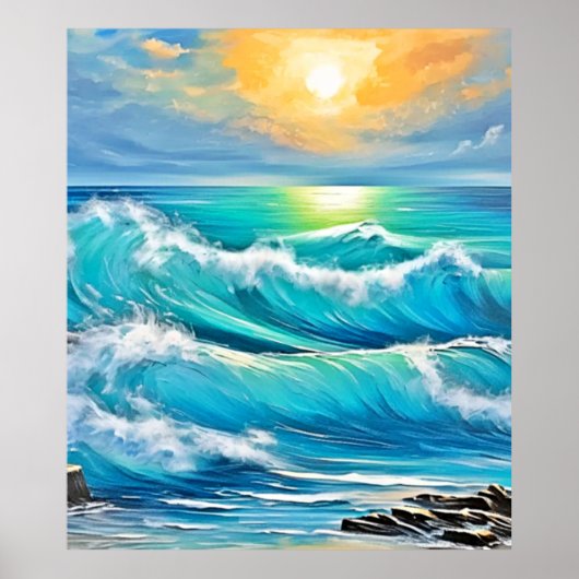 Poster L'étreinte de l'océan : Art de vague (Devant)