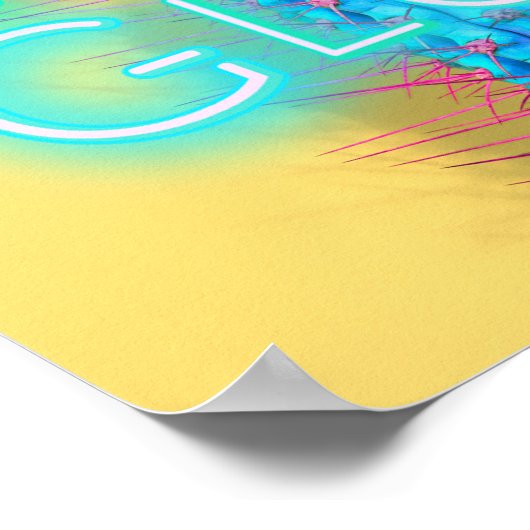 Poster Let's GLOW Neon Cactus Funky Party Festival Dance (Coin)