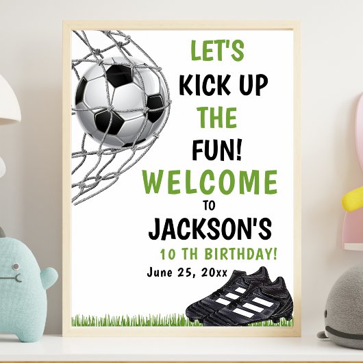 Poster Let's Kick up the fun!, Funny Soccer Birthday