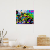 Poster Lets Play - Green Dragon and Dinosaur (Cuisine)