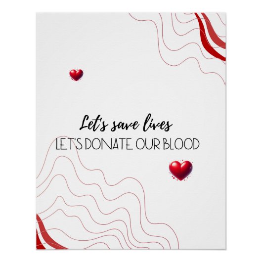 Poster Let's Save Lives – Donate Blood Minimalist Graphic (Devant)