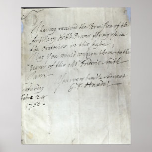 Poster Letter from George Frederick Handel