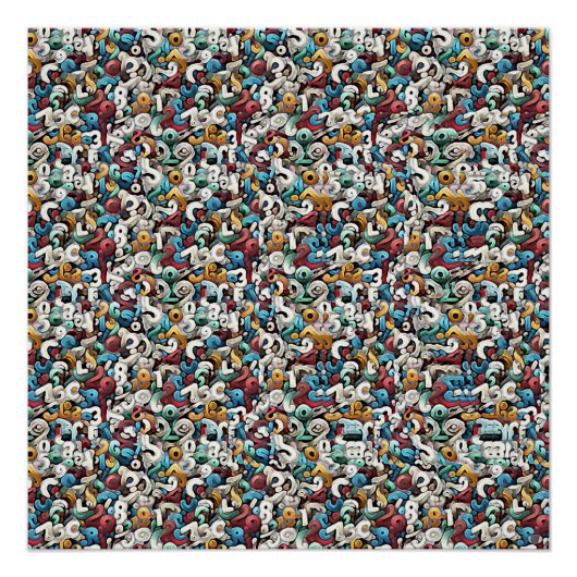 Poster LETTER R STEREOGRAM 20"x20", Semi-Gloss, No Frame (Devant)
