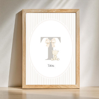 Poster Letter T Nursery Wall Art - Custom Baby Name Print