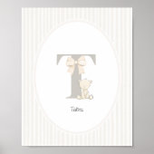 Poster Letter T Nursery Wall Art - Custom Baby Name Print (Devant)