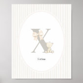 Poster Letter X Nursery Wall Art - Custom Baby Name Print (Devant)