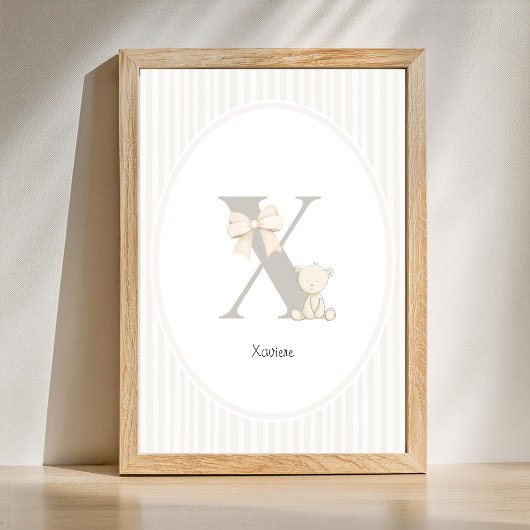 Poster Letter X Nursery Wall Art - Custom Baby Name Print