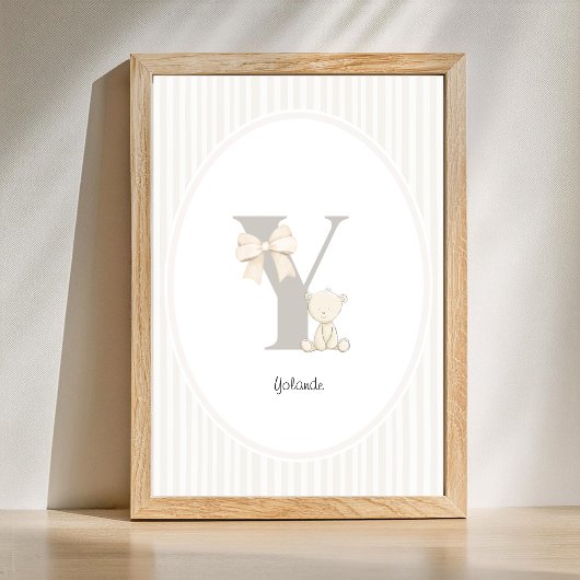Poster Letter Y Nursery Wall Art - Custom Baby Name Print