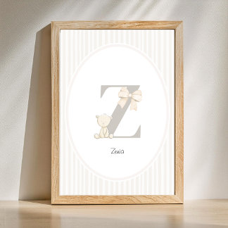 Poster Letter Z Nursery Wall Art - Custom Baby Name Print