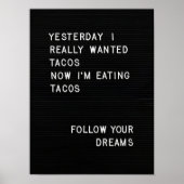Poster Letterboard Print Taco Print Funny Kitchen Print (Devant)