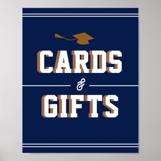 Poster Letterman Graduation NAVY Cards & Favors  (Devant)