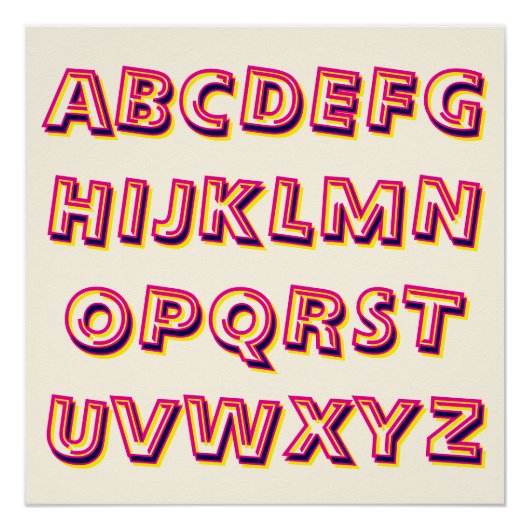 Poster Letters of the Alphabet Retro Cool Literacy (Devant)