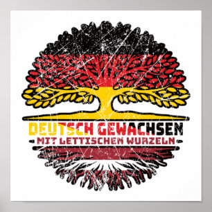 Poster Lettonie Letton Allemand Allemagne Arbre Racine