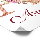 Poster Lettre A Floral Rose Gold Monogram Nursery (Coin)