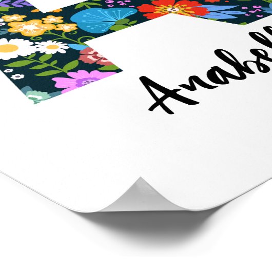 Poster LETTRE A IMPRIMÉE FLEURS D'ART folklorique (Coin)