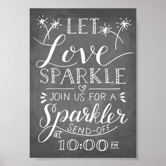 Poster Lettré à la main Laisser l'amour Sparkle Sparkler  (Devant)