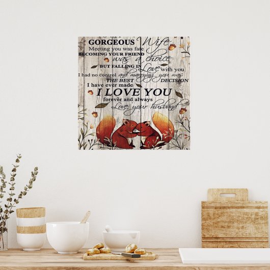 Poster Lettre à ma femme | Cadeau mignon pour votre femme (Cuisine)