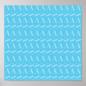 Poster Lettre A - Monogramme bleu Aqua initial (Devant)