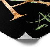 Poster Lettre A monogramme feuillage eucalyptus or noir (Coin)