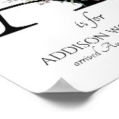 Poster Lettre A Naissance Bébé Monogramme Floral (Coin)