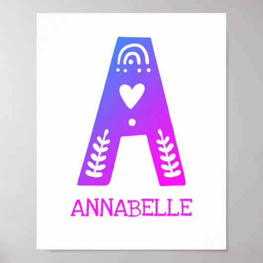Poster Lettre A Nom Monogramme Enfants (Devant)