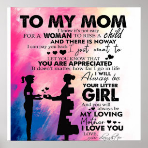 Poster Lettre adorable à maman   Joli cadeau à ma mère