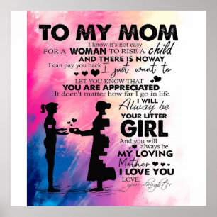 Poster Lettre adorable à maman   Joli cadeau à ma mère