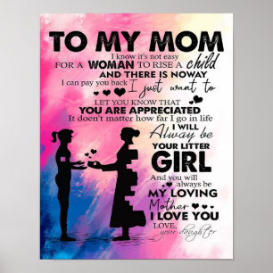 Poster Lettre adorable à maman Joli cadeau à ma mère