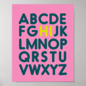 Poster Lettre alphabet simple en rose (Devant)