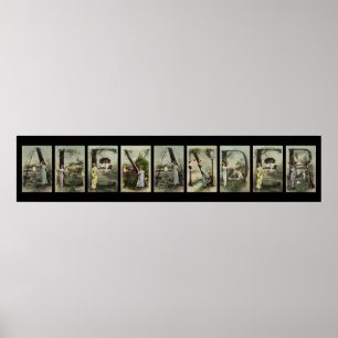Poster Lettre alphabet vintage Nom Art